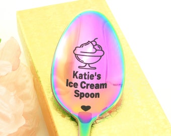 Personalized Ice Cream Spoon: Engraved Stainless Steel Gift, Stocking Stuffer for Teens