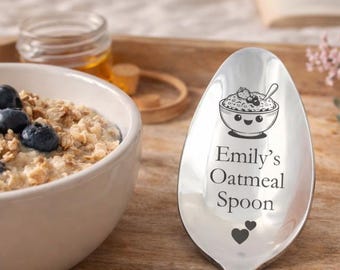 Custom Engraved Oatmeal Spoon for Kids, Teens, Adults or any Oatmeal Lover