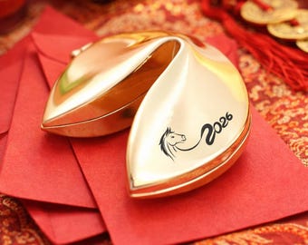 Lunar New Year 2026 Engraved Fortune Cookie, Year of the Horse Lucky Gift, Chinese New Year Keepsake