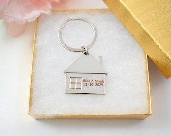 Personalisiertes erstes Zuhause Schlüsselbund neues Hausbesitzer Schlüsselbund anpassbares hausförmiges Maklergeschenk für Kunden neues Zuhause Schlüsselbund erstes Haus Geschenk