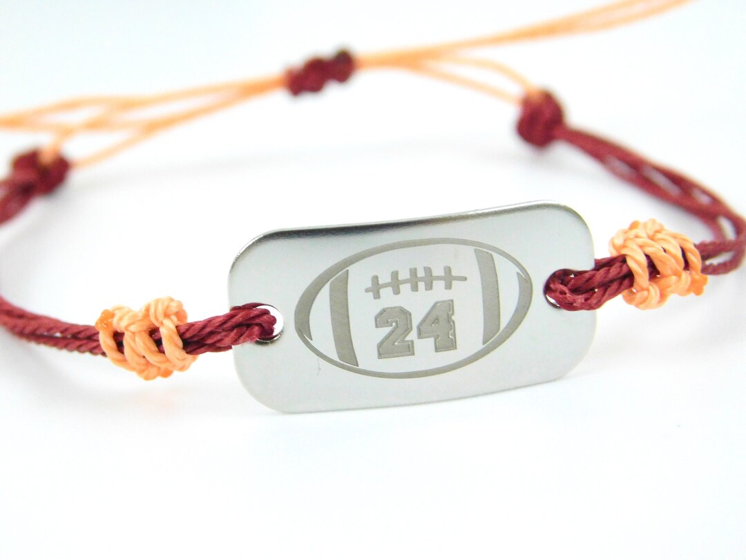 Personalized Football Team Bracelet, Custom Sports Bracelet, Engraved