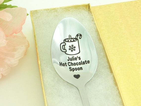 Personalized Hot Chocolate Spoons Engraved Spoon Christmas Hot Chocolate Gifts Hot Cocoa Spoon Custom Spoon Gift Stocking Stuffers For Kids