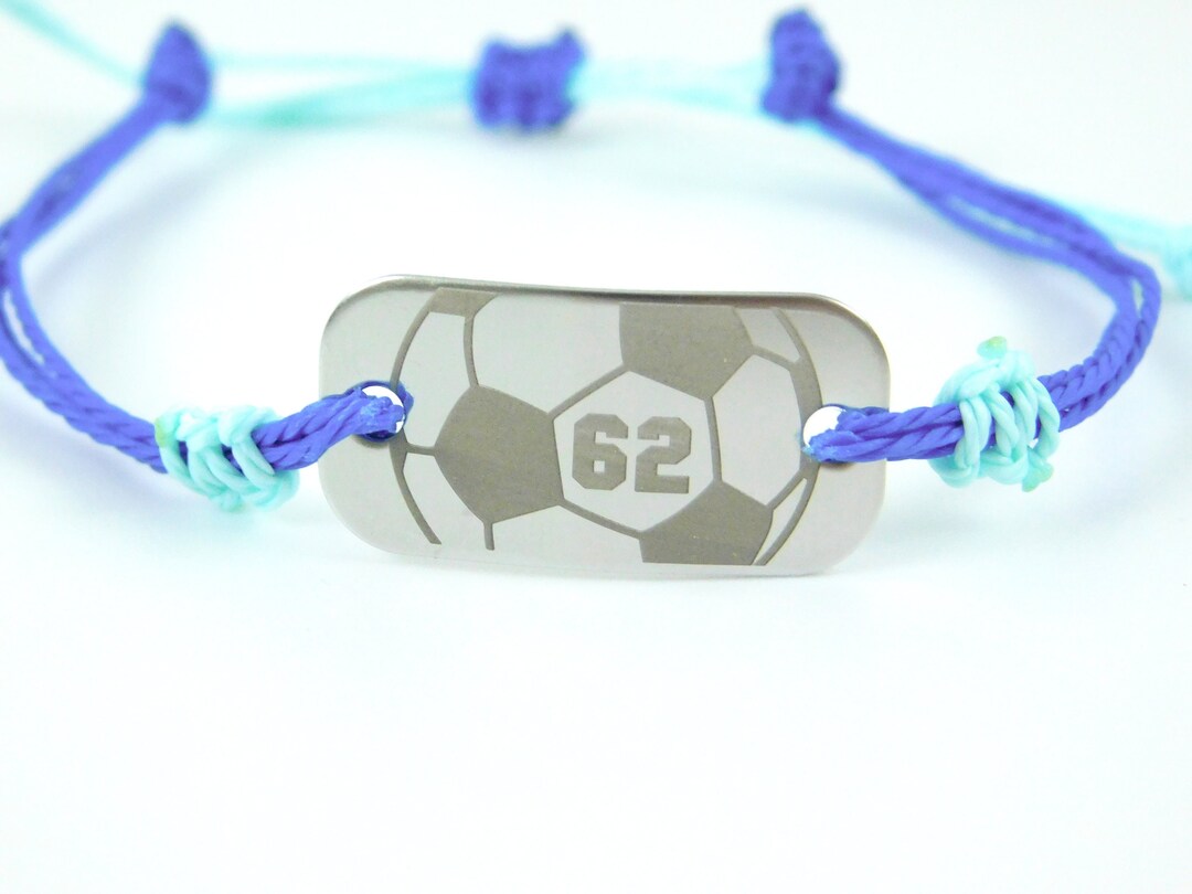 Personalized Soccer Bracelet, Sports Team Bracelet, Engraved Soccer