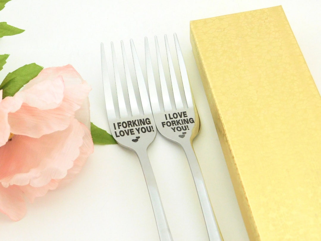 Personalized Fork Set, I Love Forking You, I Forking Love You, Engraved Fork Set, Custom Fork