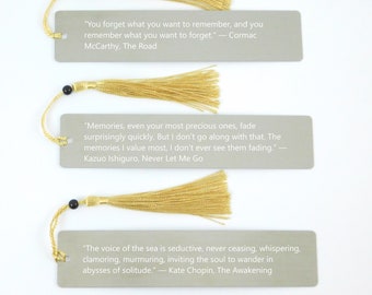 Engraved Stainless Steel Bookmark: Personalized Silver Metal Bookmark
