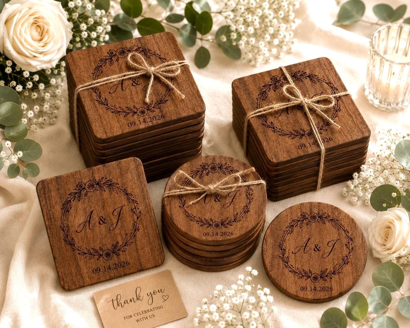 Personalized Wooden Monogram Coaster