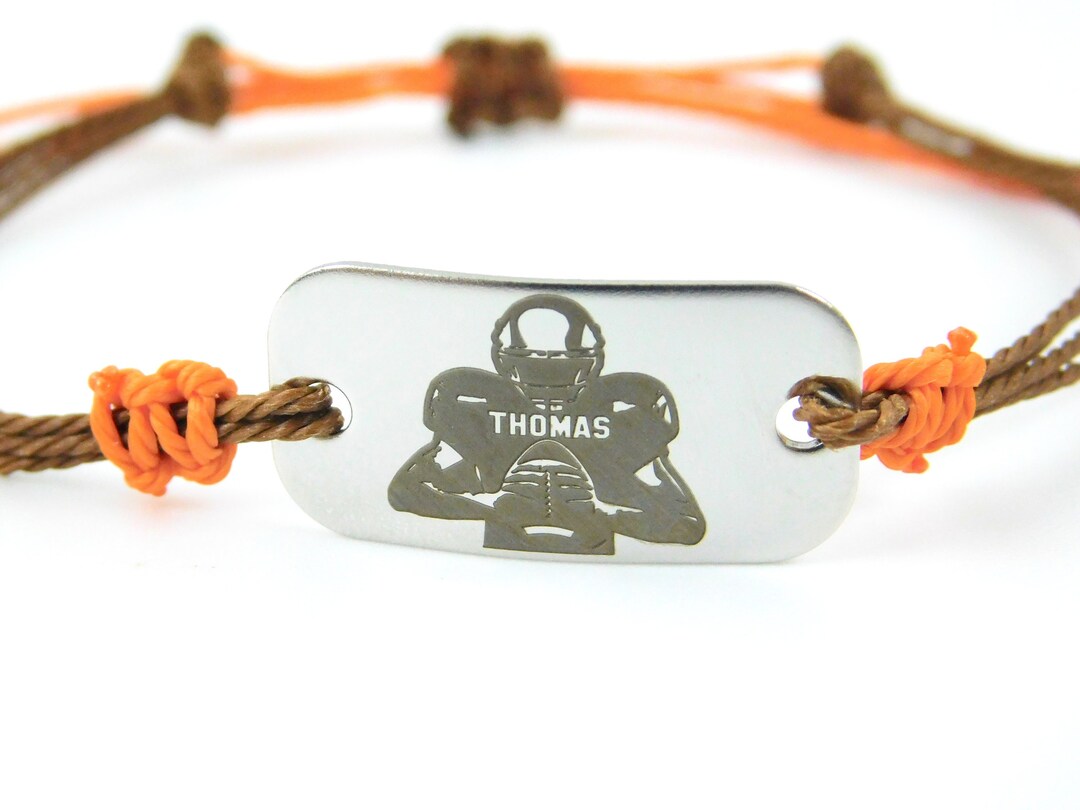 Personalized Football Player Bracelet, Custom Sports Bracelet, Engraved