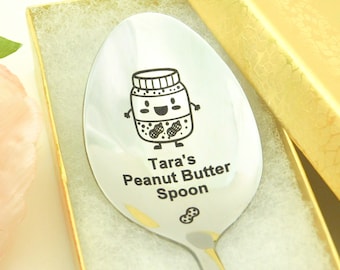 Personalized Peanut Butter Spoon: Engraved Peanut Butter Spoon Gift for Him, Gift for Peanut Butter Lover, Gift for Husband Boyfriend