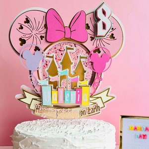 Themenpark glücklichster Geburtstag auf Erden inspirieren Kuchenstecker, perfekt für Geburtstage, besondere Anlässe! Kundenspezifisches Design, einzigartiges Partydekor