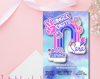 Peace Out Single Digits 10th Birthday Invitation (Digital Invitation), Instant Download