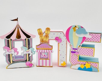 Carousel 3D Letter, Carnival Birthday Party Decoration