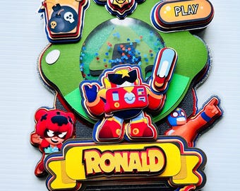 Brawl Stars Cake Topper, Personalized Birthday Party Decor