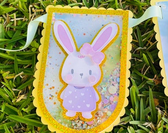 Easter Bunny Shaker Banner, Metallic Gold Party Decoration