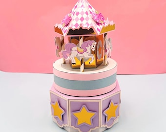 Personalized Carousel Centerpiece, Carnival Party Decoration