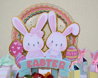 Easter cake Topper, Bunny Cake Topper, Easter Decor, Easter cake decoration, Easter birthday party, Bunny cake topper, Easter Party
