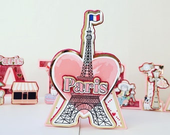 Personalized Paris Letter – Handmade 3D Birthday Party Decor