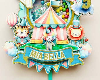 Personalized Circus Cake Topper,  Handmade Birthday Party Decoration, Carnival Theme, Festival Cake Decor, Fun & Colorful Celebration