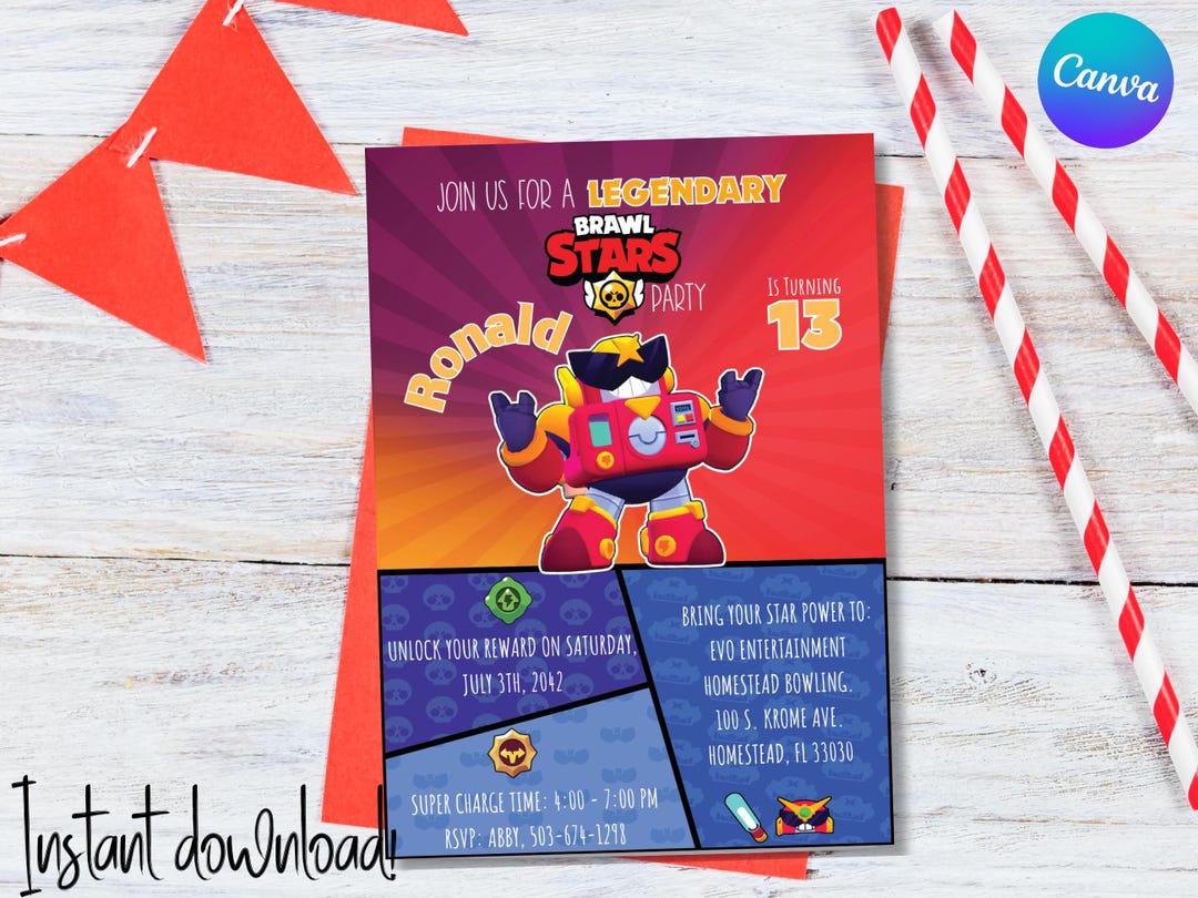 Invitation Anniversaire Brawl Stars à Imprimer Brawl Stars Inspired Birthday Invitation, Digital Invitation, Kids