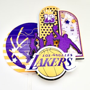 Lakers Cake Topper, Lakers Party, Basketball Cake Topper,  NBA Cake Lakers Party, Lakers birthday, Inspired Lakers Cake Topper