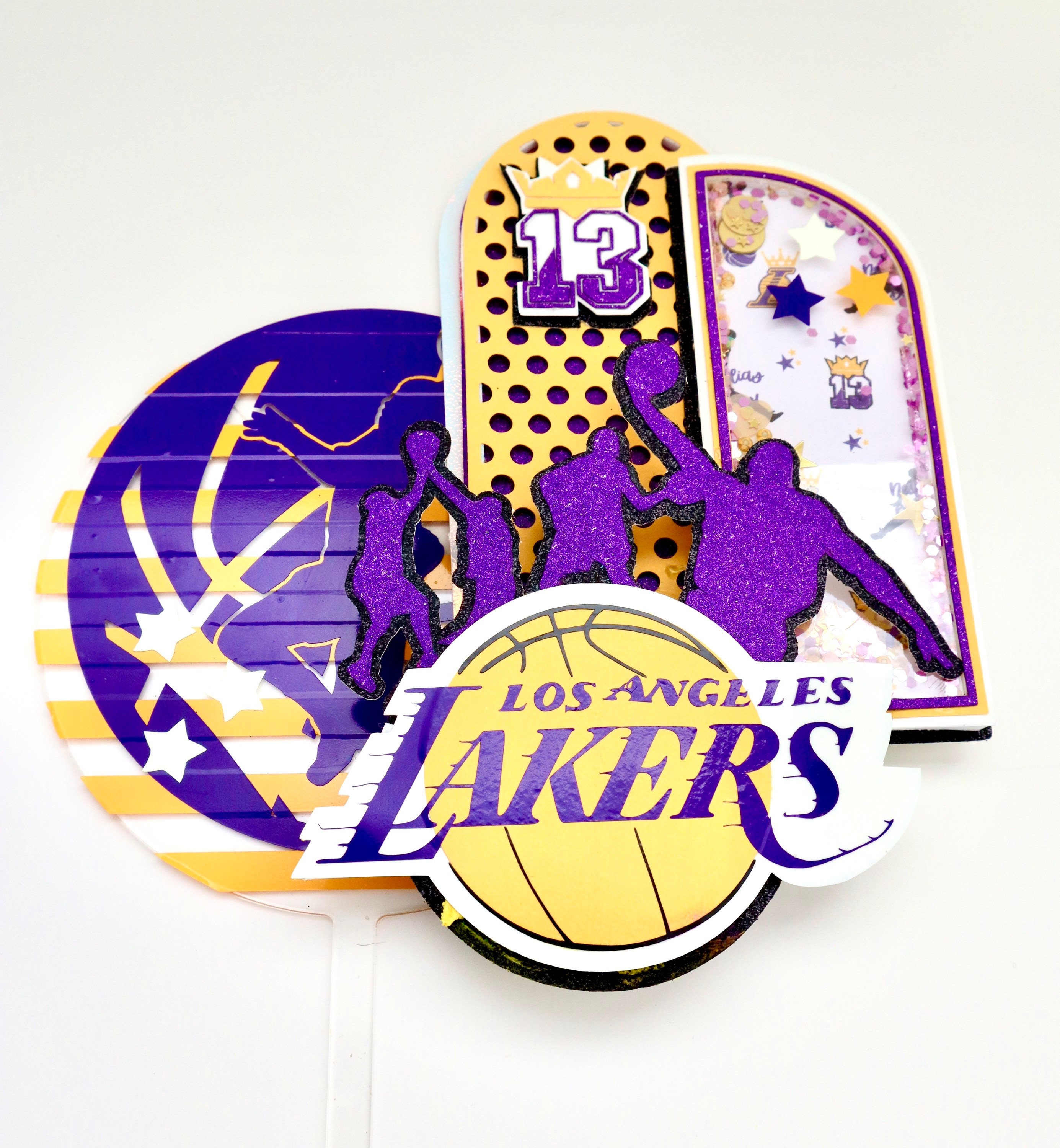 Personalised Los Angeles Lakers Edible Cake Topper Wafer Paper/Icing Paper  - Wafer Paper, 2, Circle 7.5