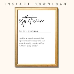 Esthetician definition poster | Esthetician Decor | A4 Poster, A3 Poster, A1 Poster |