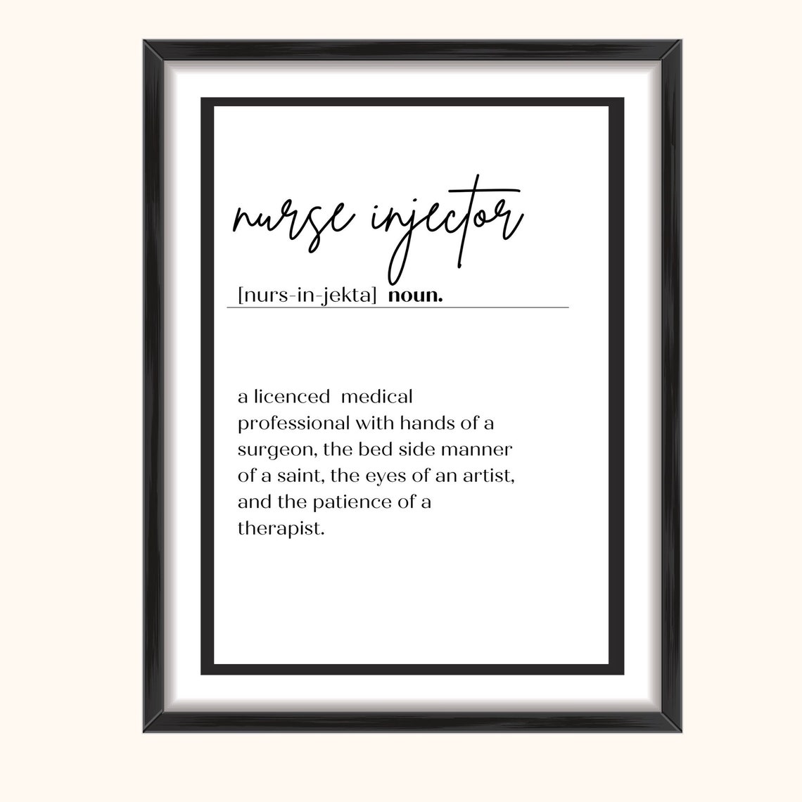 Nurse Injector Definition Poster A4, A3, A1 Etsy