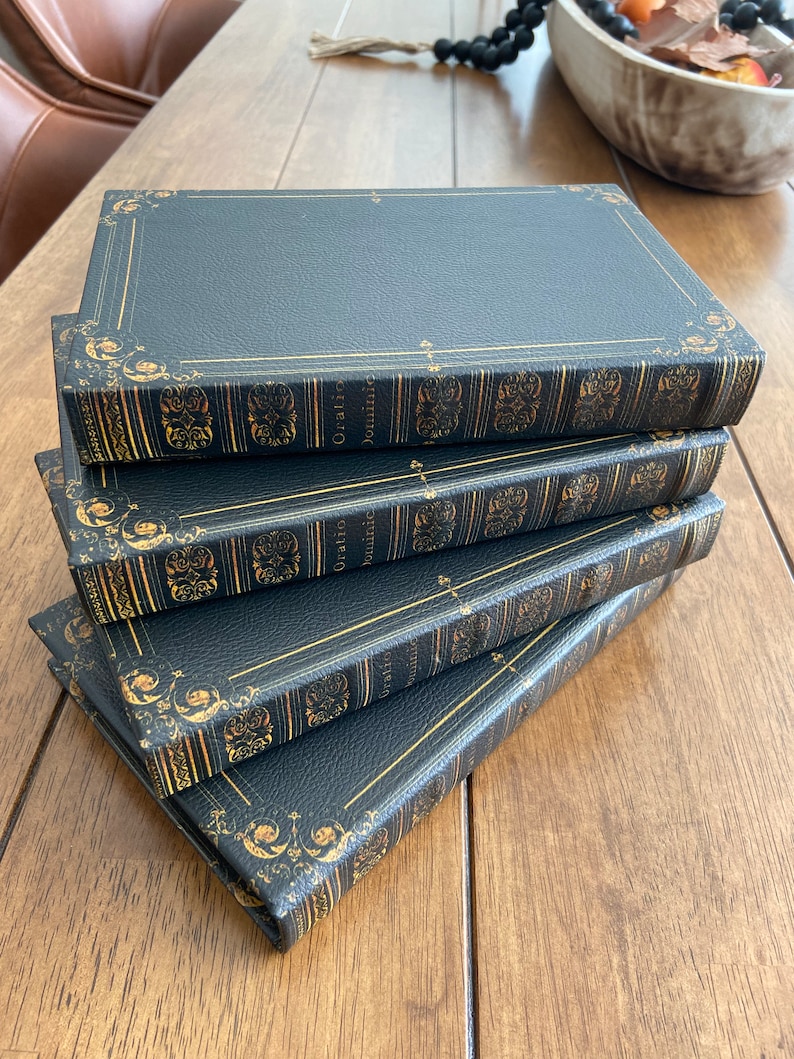 Black Antique Scroll Edge Storage Faux Book Decor,Classic Faux Leather Book Box With Gold Accents,Vintage Style Stackable Coffee Table Books image 7