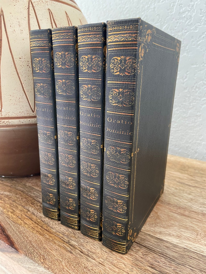 Black Antique Scroll Edge Storage Faux Book Decor,Classic Faux Leather Book Box With Gold Accents,Vintage Style Stackable Coffee Table Books image 5