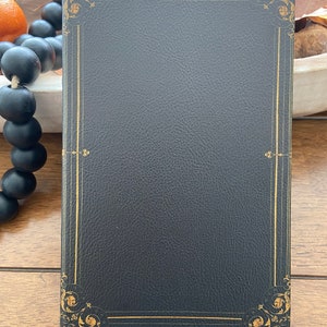 Black Antique Scroll Edge Storage Faux Book Decor,Classic Faux Leather Book Box With Gold Accents,Vintage Style Stackable Coffee Table Books image 2