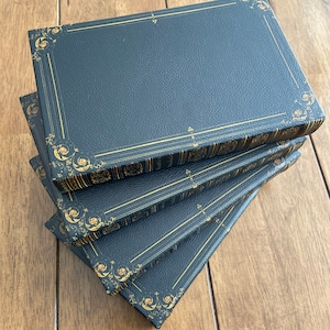 Black Antique Scroll Edge Storage Faux Book Decor,Classic Faux Leather Book Box With Gold Accents,Vintage Style Stackable Coffee Table Books image 8