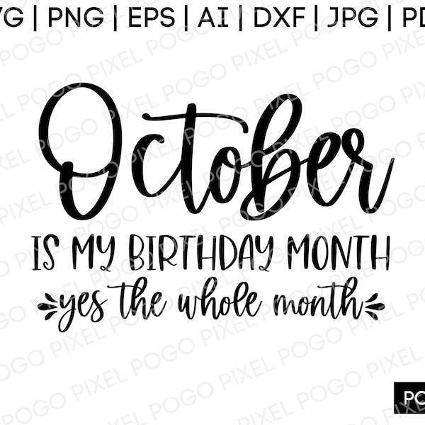 October Birthdat Lettering October Birthday Images - Etsy