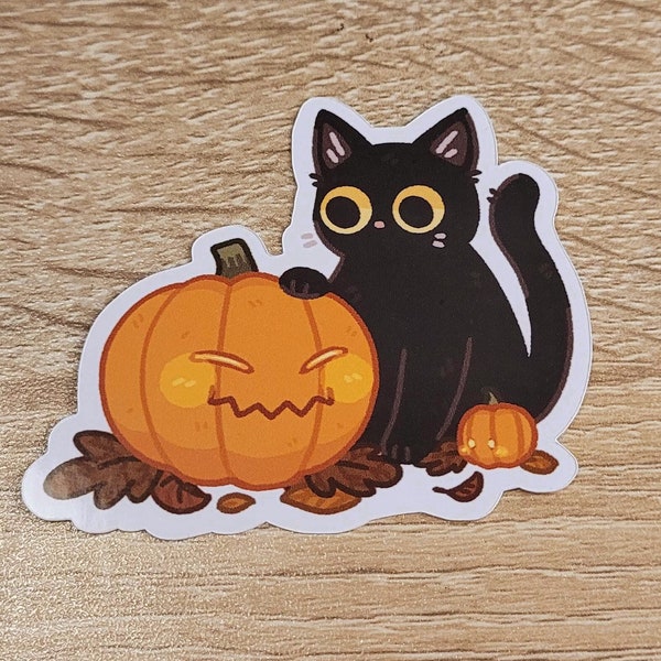 Spooky Kitty Pumpkin Sticker