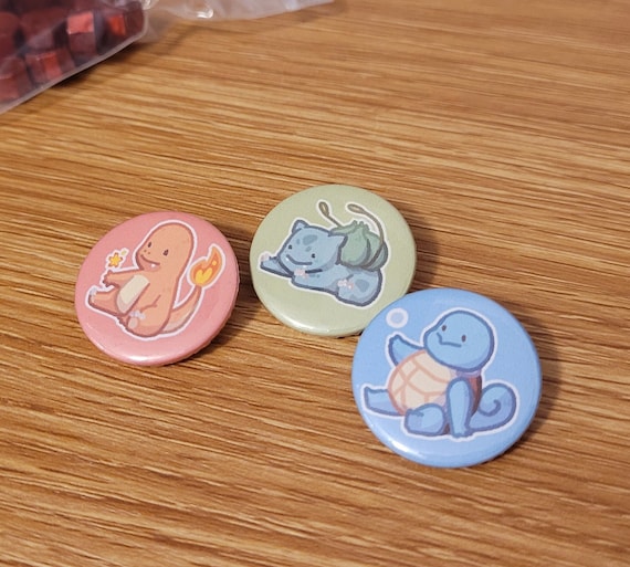 Kanto Starter Pokémon Mini Badges | Charmander, Bulbasaur, Squirtle