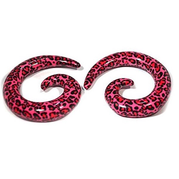 Spiral Cheetah Tapers / Hangers Acrylic 2 Pieces (1 Pair) (B/1/2/42)