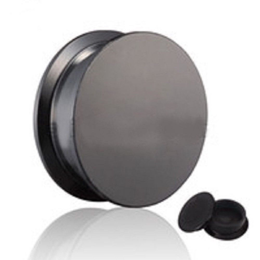 Screwon Plugs / Gauges Black With Stash Box Acrylic 2 Pieces 1 Pair B