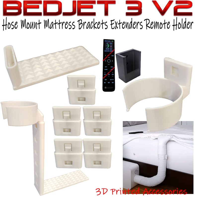 BEDJET 3 V2 Accessories Hose Mattress Brackets and Extenders Remote Holder Complete Set+Holder
