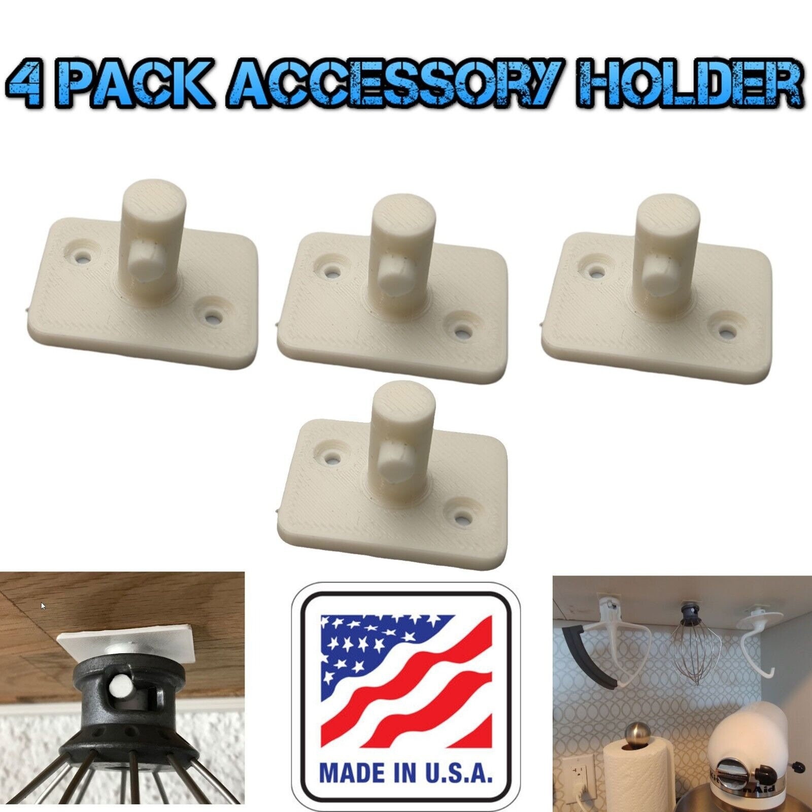 4-Pack KitchenAid Mixer Attachment Holder Organizer Hanger