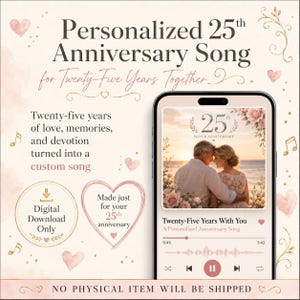 Personalized 25th Anniversary Song, Custom Silver Anniversary MP3 Gift, Digital Gifts for Wife Husband Couple Parents, 25 Years Together