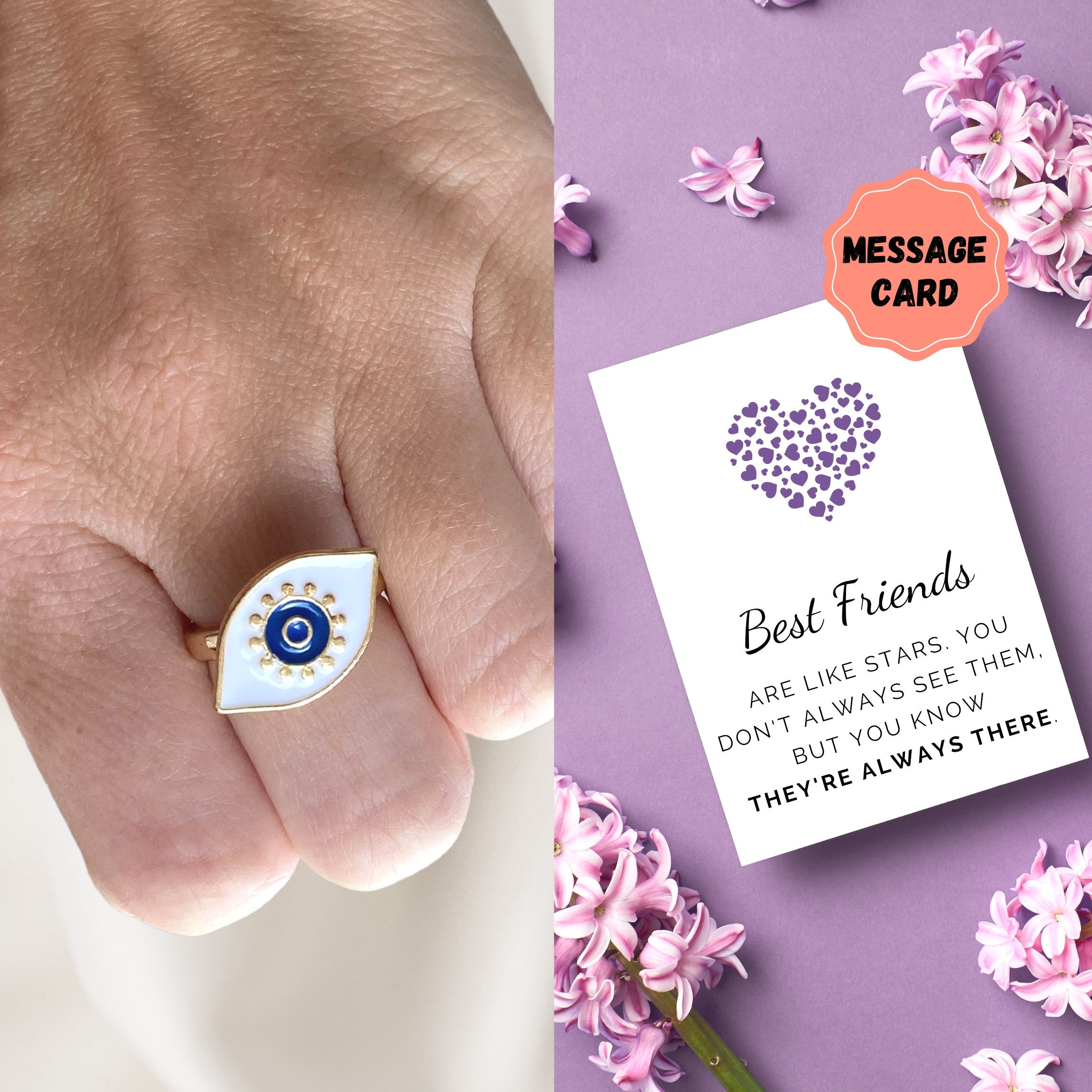 Evil Eye Ring Best Friend Rings Birthday Gift for Her Bffs 