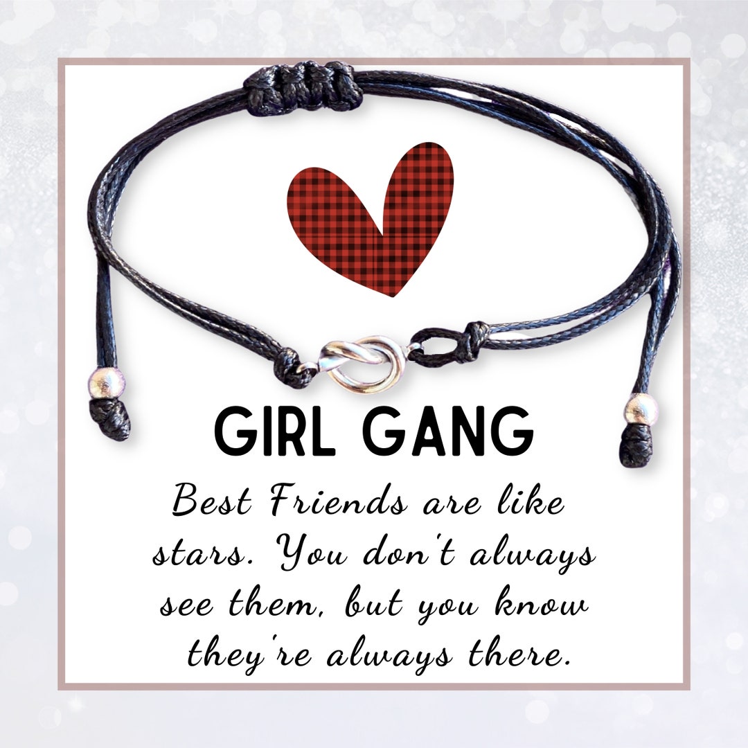 Bff Bracelet, Girl Gang Bracelet, Love Knot Silver Charm, Best Friend