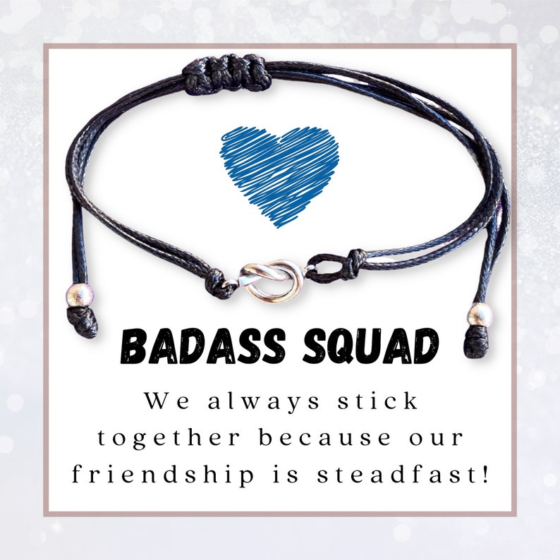 Badass Squad Bracelets, Girl Tribe Bracelet for Women, Love Knot Jewelry, Bestie Trip 2023 Gifts