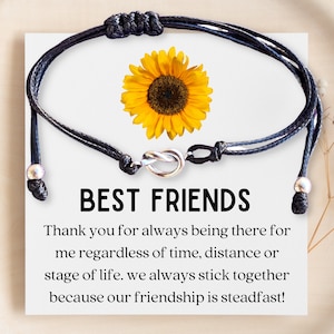 Matching bracelets for best friends, Black rope bracelet, Hippie Bff bracelet for women, Love knot jewelry, Friendship bracelet for 4 girls