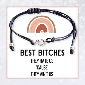 Best bitches gifts for women, Love knot charm, Friendship bracelet, Sorority gifts, Badass Girl gang bracelets, Best friends jewelry