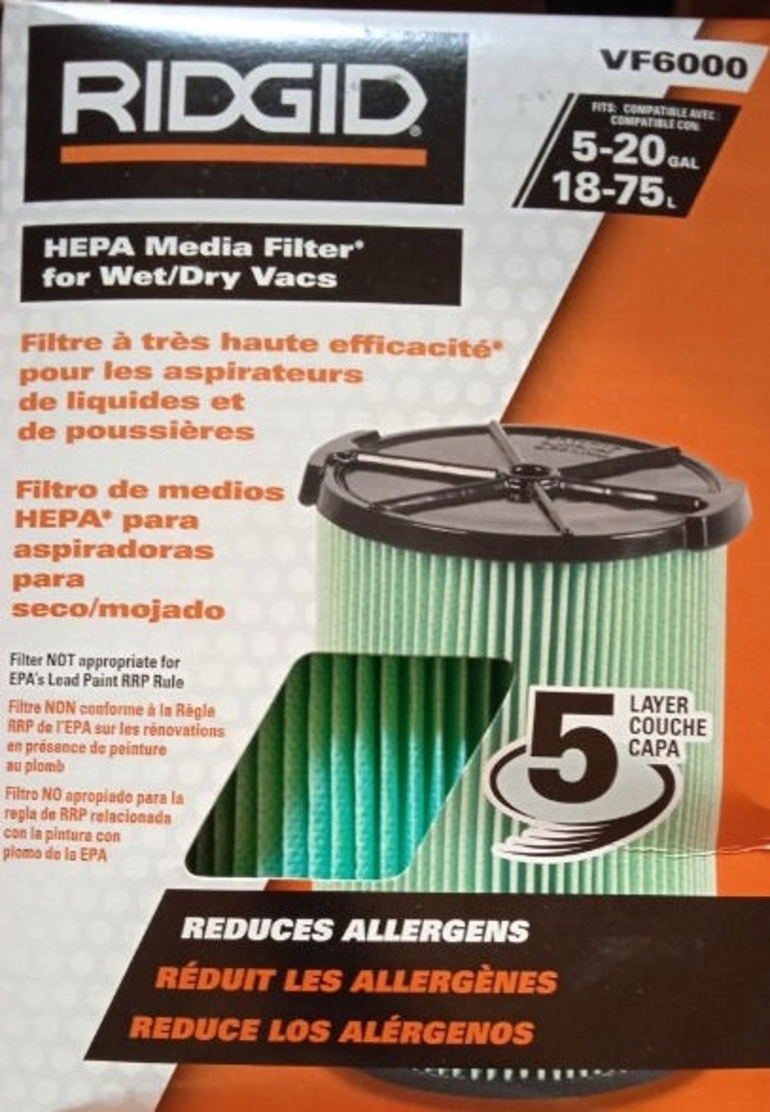 Vacuum Filter Ridgid VF6000 Reduce Allergens Etsy