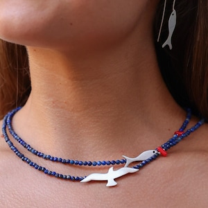 Lapis Lazuli Necklace with Sterling Silver Seagull Pendant and Chain | Natural Gemstone Necklace | Gift for Her or Mother&#39;s Day Gift