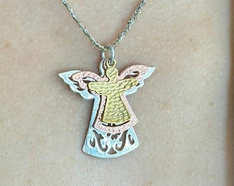 Sterlingzilveren engelhangerketting: zilver, goud en roségoud, leuk cadeau voor vriendin