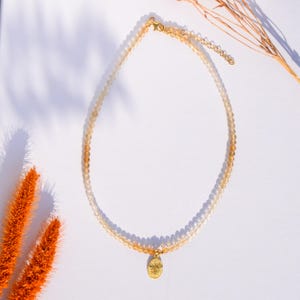 Silver Pendant with Gold-Plated Bee Motif | Beaded Necklace with Natural Shaded Citrine Gemstones | Thoughtful Gift for Her
