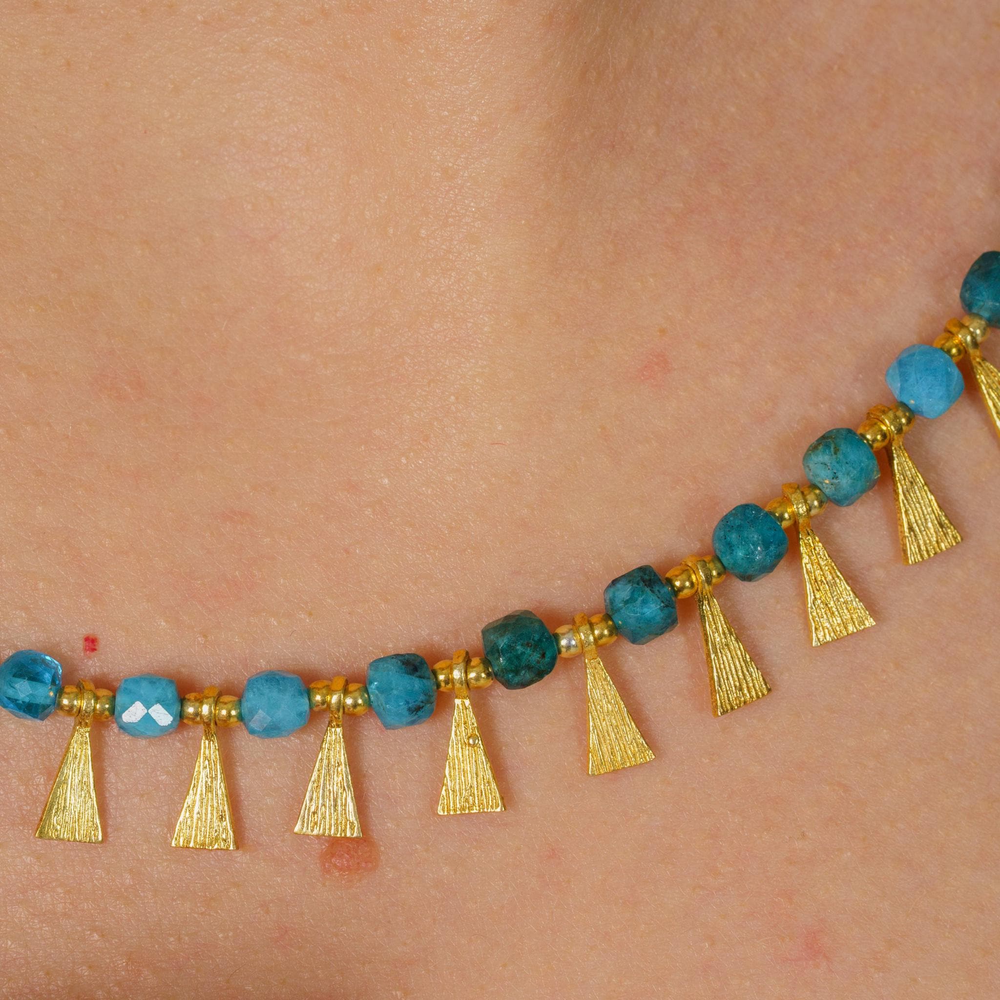 Collier En Argent Sterling 925 Avec Apatite Verte - 18 Pouces, Pierre Cabochon