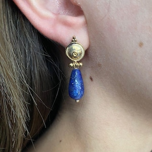 Lapis Lazuli Earrings Unique Dangle Drop Earrings from 925 Sterling Silver Blue Lapis Lazuli Gemstone Earrings, Holiday Jewelry for Summer