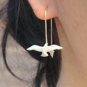 Seagull Earrings in Solid 925 Sterling Silver | Cute Seagull Bird Design | Perfect Gift for Her | Hypoallergenic Hooks | Unique Gift Idea